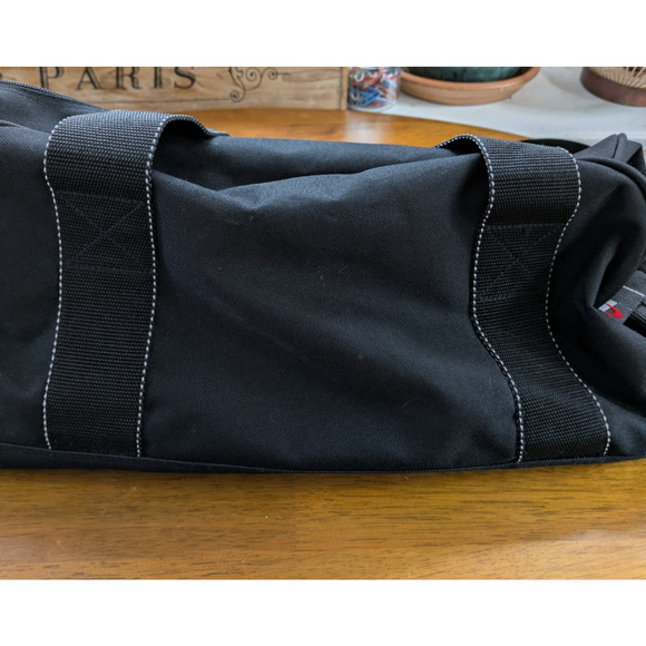 B.U.M. Equipment Duffel Bag Black White Logo Vintage 80s 90s Shoulder Strap Gym - Picture 4 of 7